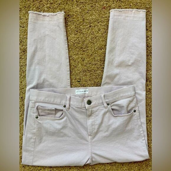 LOFT lavender modern skinny crop jeans w/cool raw hem NWOT run big for size - Picture 2 of 10
